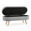 Banc de rangement avec repose-pieds ovale avec pieds en bois d'hévéa, repose-pieds polyvalent et siège pour la décoration et l'organisation-1471313348