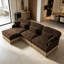 Canapé modulaire en forme de L de 100 po à imprimé léopard - Canapé modulaire en chenille avec repose-pieds mobile, assise profonde, garniture à pampille, assemblage facile-129606536-129606539