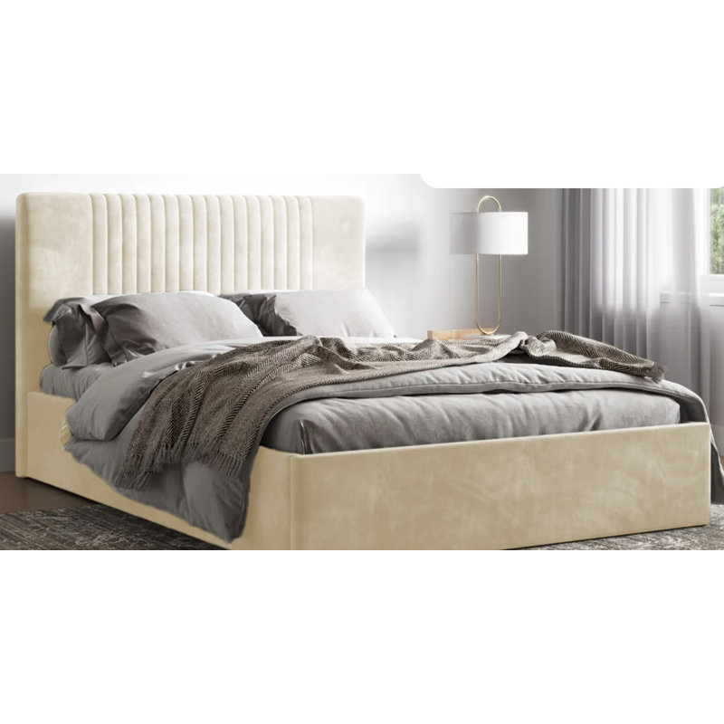 Malmo Upholstered Ottman Storage Bed Frame, Cream, Kingsize (5')