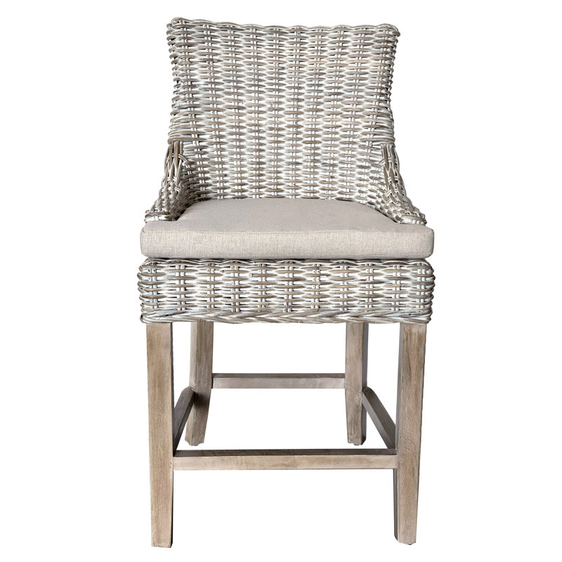 Upholstered Counter Stool with Solid Wood Frame, Smoke, Counter Stool (23.5" Seat Height)