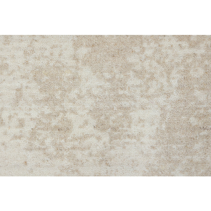 Handmade Wool Area Rug, Beige And Ivory, Rectangle 9' x 12'