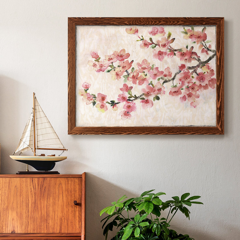 «Cherry Blossom Composition I», peinture sur toile encadrée, H 28 po x l 42 po x P 1,5 po, Érable