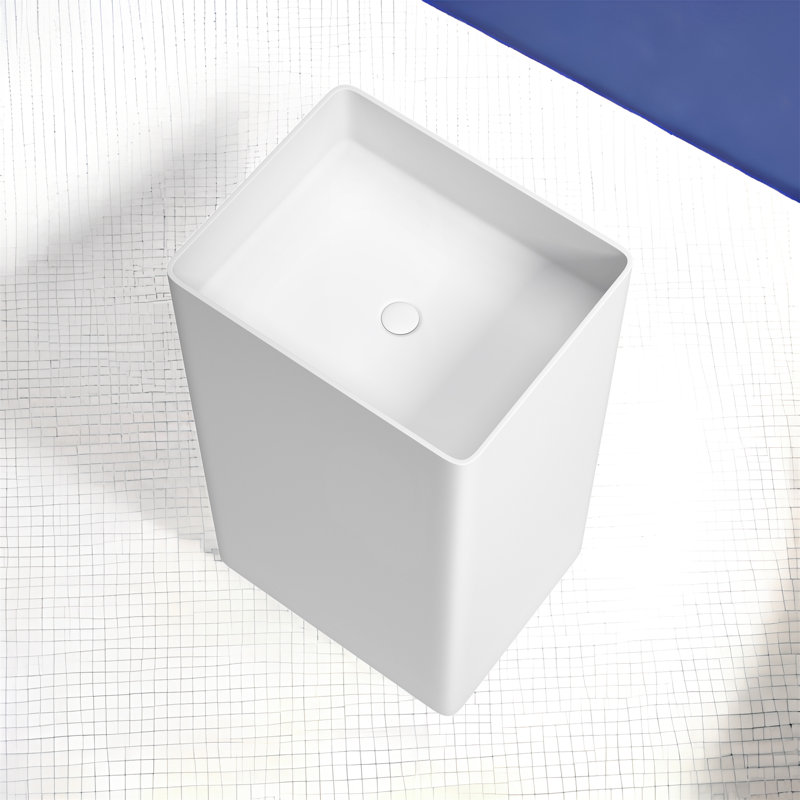MONSFEST 15.7'' White Solid Surface Rectangular Bathroom Sink