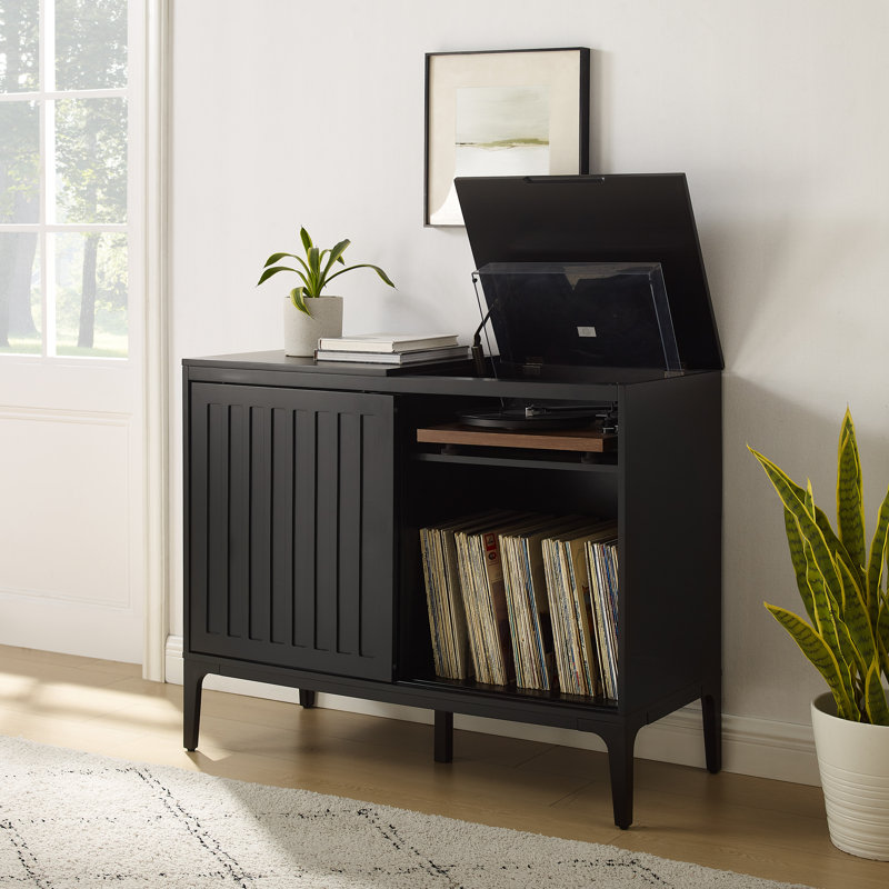 H Media Shelves, 34.63" H x 42.13" W x 18" D, Matte Black