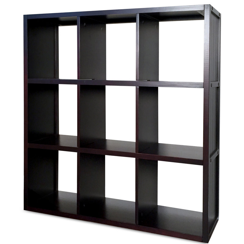 John Louis Home Solid Wood Cube Organizer, Espresso, (9 Shelves) 40.25"H x 37.75"W x 11.75D