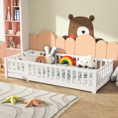 Kid’s Premium Wood European Toddler (90 x 200cm) Bed Frame with Fence