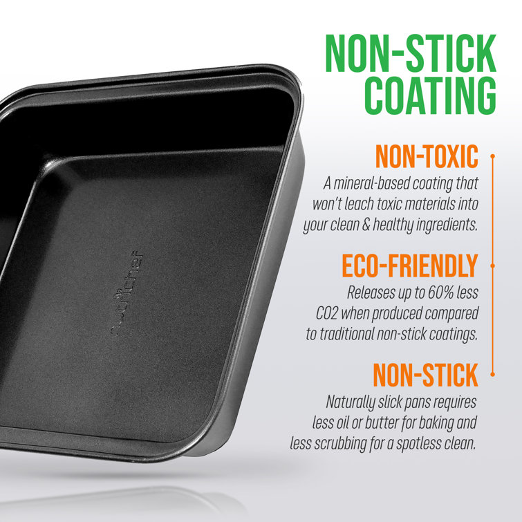 Versatile Square Cake Pan for Desserts Easy to Clean Nonstick Dishwasher Safe Deep Baking Sheet Carbon Steel Even Heating, Size: 7, Black