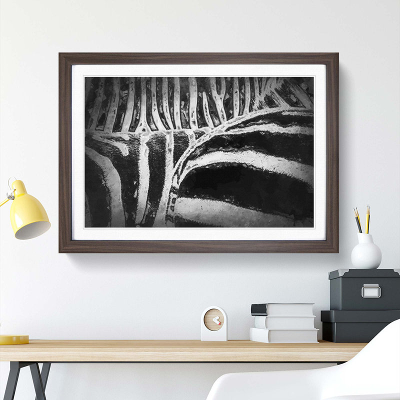 The Stripes of the Zebra in Abstract - Picture Frame Graphic Art Print, 40cm H x 60cm W x 2cm D, Walnut