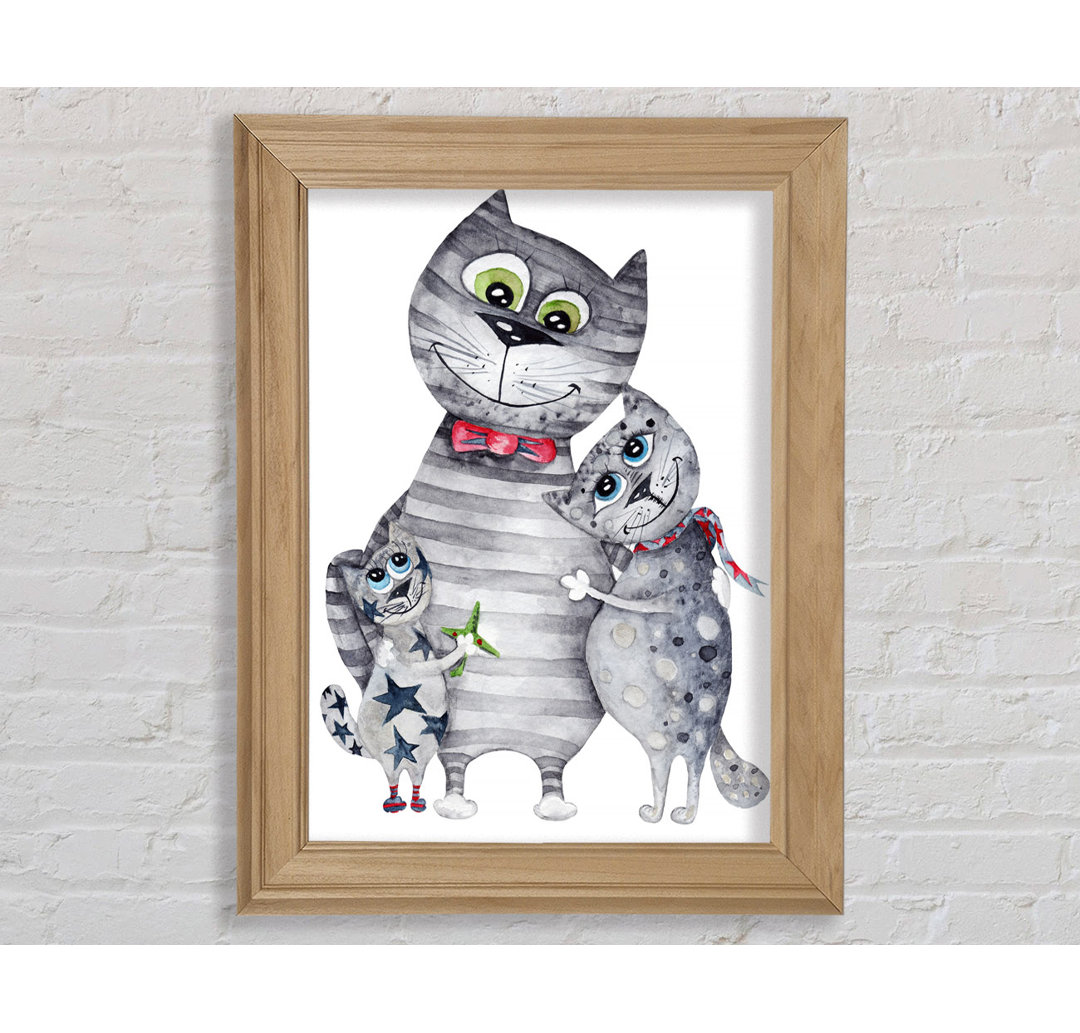 Gerahmter Kunstdruck Cat Family Love