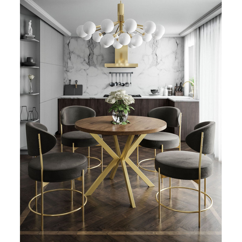 Almehdi Round Dining Table, White, 100cm L x 176cm W