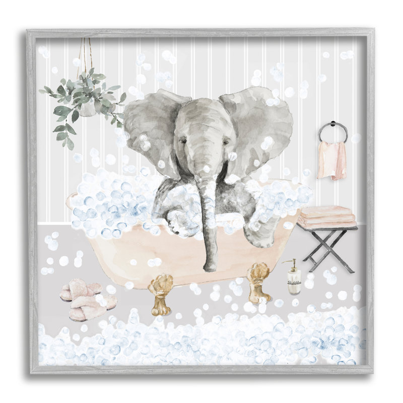 «Fun Elephant Bubble Bath Tub», impression, H 17 po x l 17 po x P 1,5 po, Estampe numérique Farmhouse