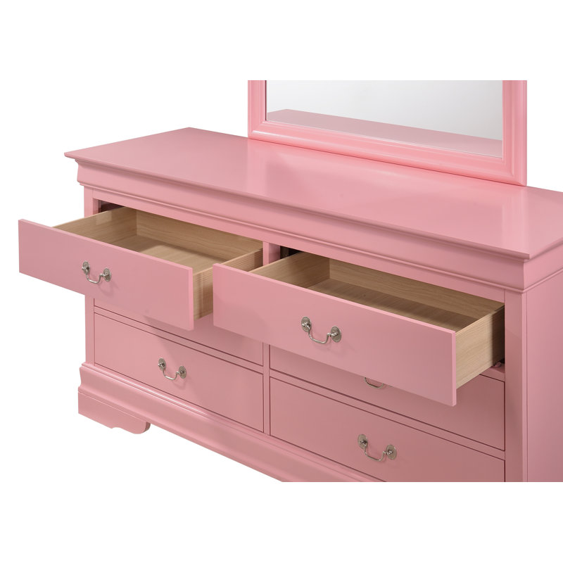 Commode 6 tiroirs Citronelle Louis Phillipe, Rose