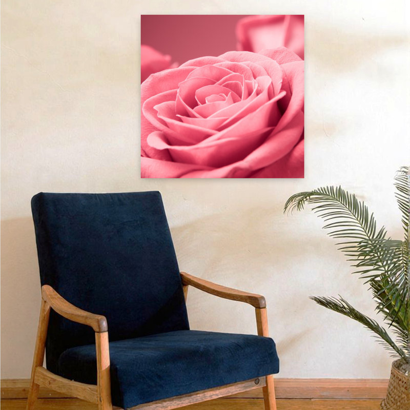 Art floral contemporain abstrait rose, H 24 po x l 24 po
