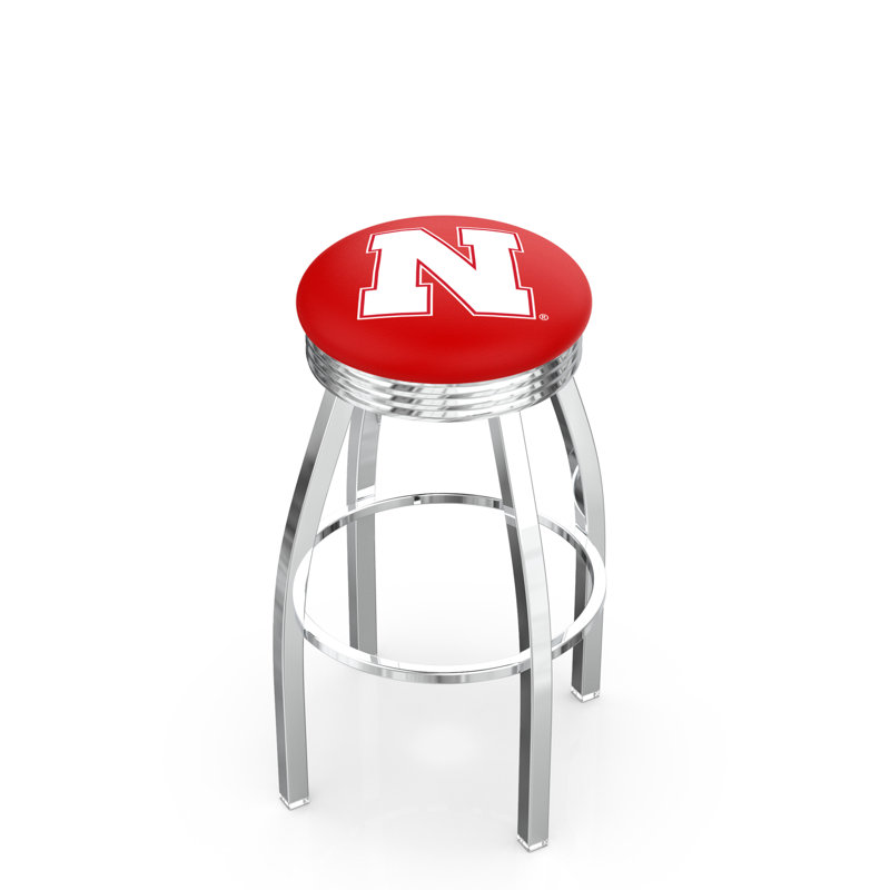 Tabouret de bar Logo Series, Tabouret de comptoir (siège d'une hauteur de 25 p, Noir soudé uni, Université du Nebraska