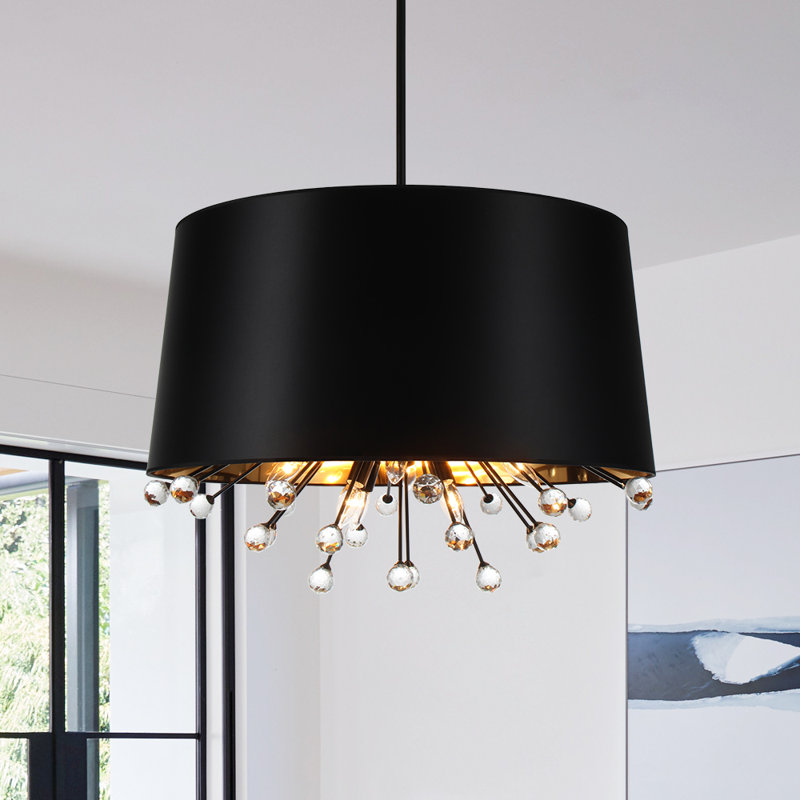 Luminaire suspendu conique 12 lumières à intensité variable avec détails en cristal