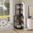 5 Tier Corner Bookshelf with LED Light, USB Plug &amp; Glass Holder | Metal + MDF | Black
