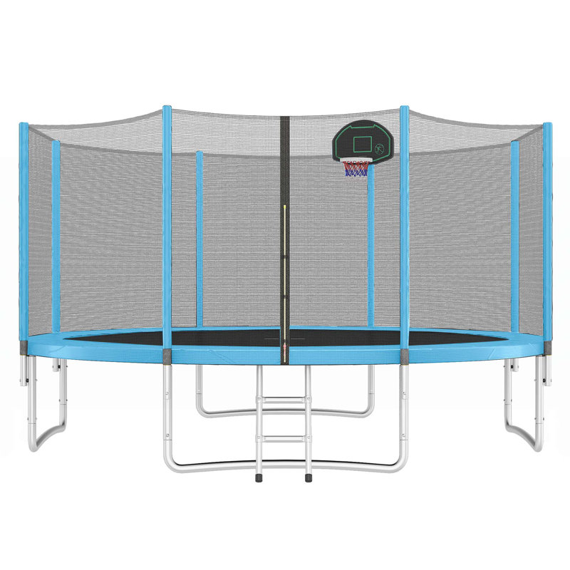 Versatile Kids' Trampoline with Safety Features and Sturdy Construction, Black/Blue