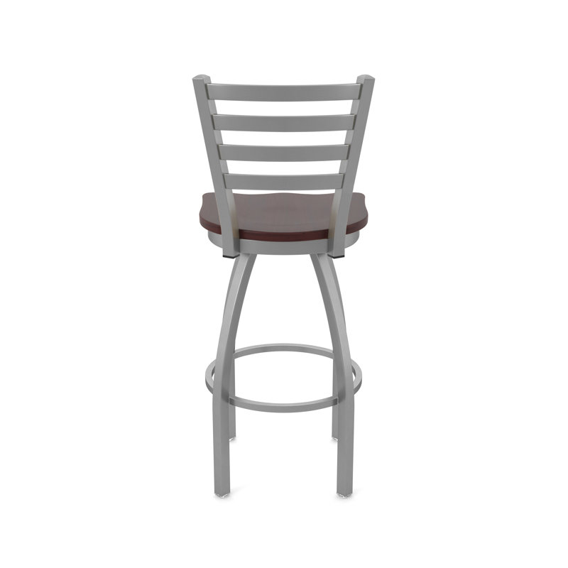 Tabouret pivotant Jackie, Bois - Érable cerise foncée, Tabouret de comptoir (siège d'une hauteur de 25 p, Acier Inoxydable