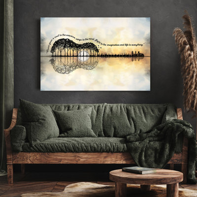 Forest Guitar - Music Gives A Soul, Wings And Life Value Does Not Apply - Wrapped Canvas Textual Art