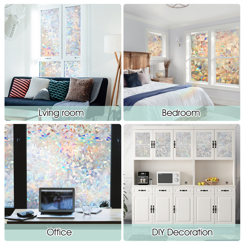 3D Rainbow Decorative Privacy Window Decal, 35.4" H x 78" W