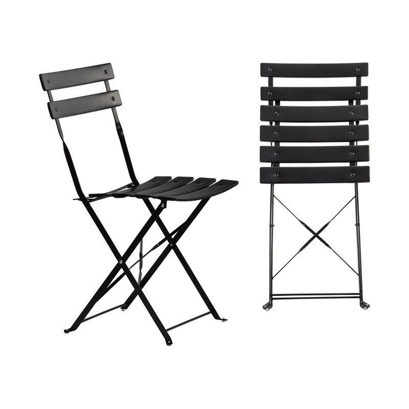 Metal Patio Folding Chair Folding Chair Set, Black
