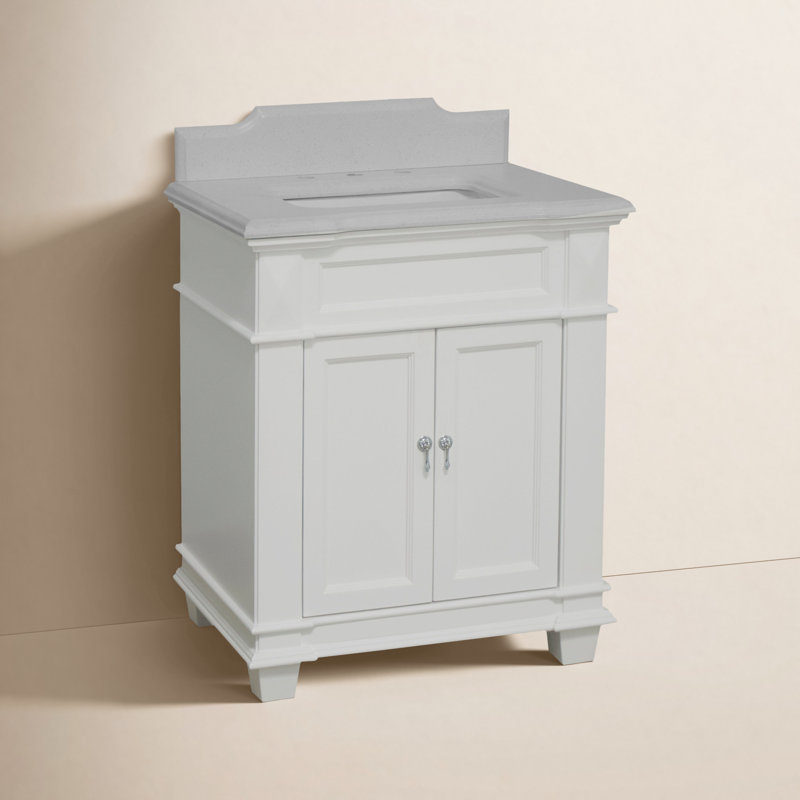 Aoibhin 30'' Single Bathroom Vanity with Top, White, Quartz