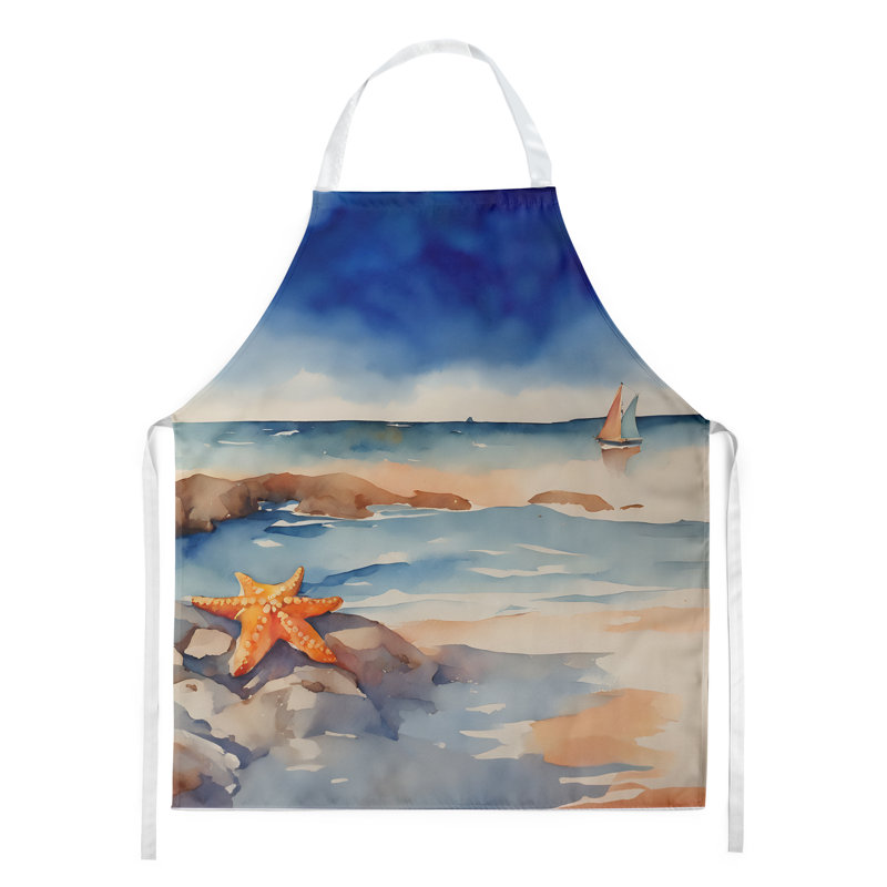 Starfish Coastal Scene Polyester Bib Apron