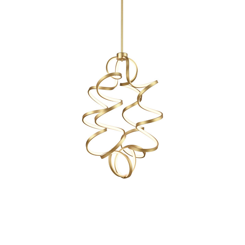 Luminaire suspendu géométrique à DEL Synergy, Laiton antique, H 34,625 po x l 23,625 po x P 23,625 po