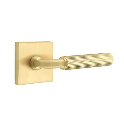 Mortaise intérieure de passage Emtek Select avec rosette carrée et tige R-Bar, levier droit moleté