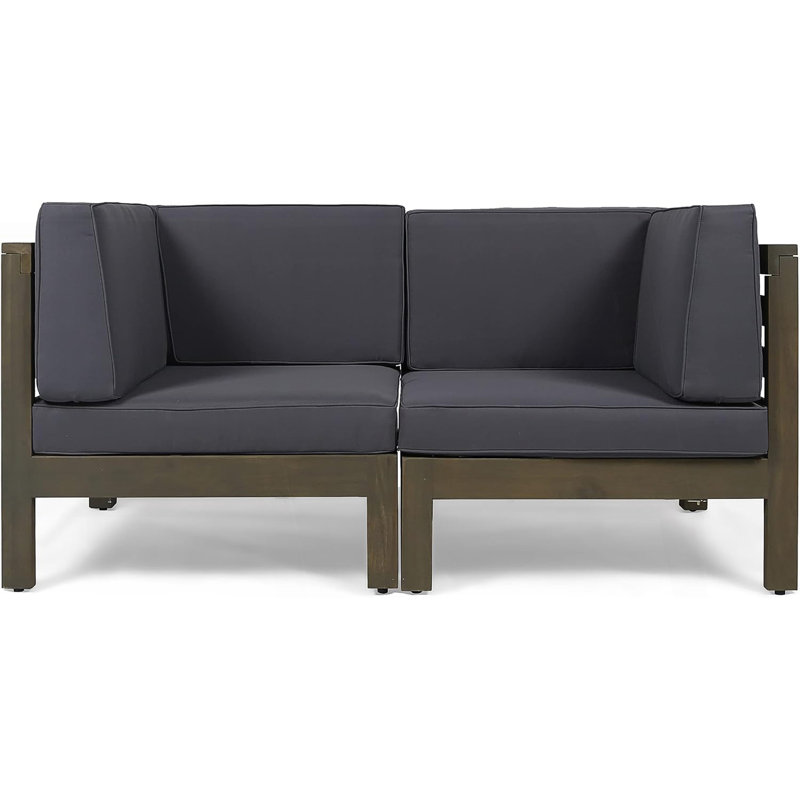 2-Piece Outdoor Love Seat Set, Gray, Dark Gray