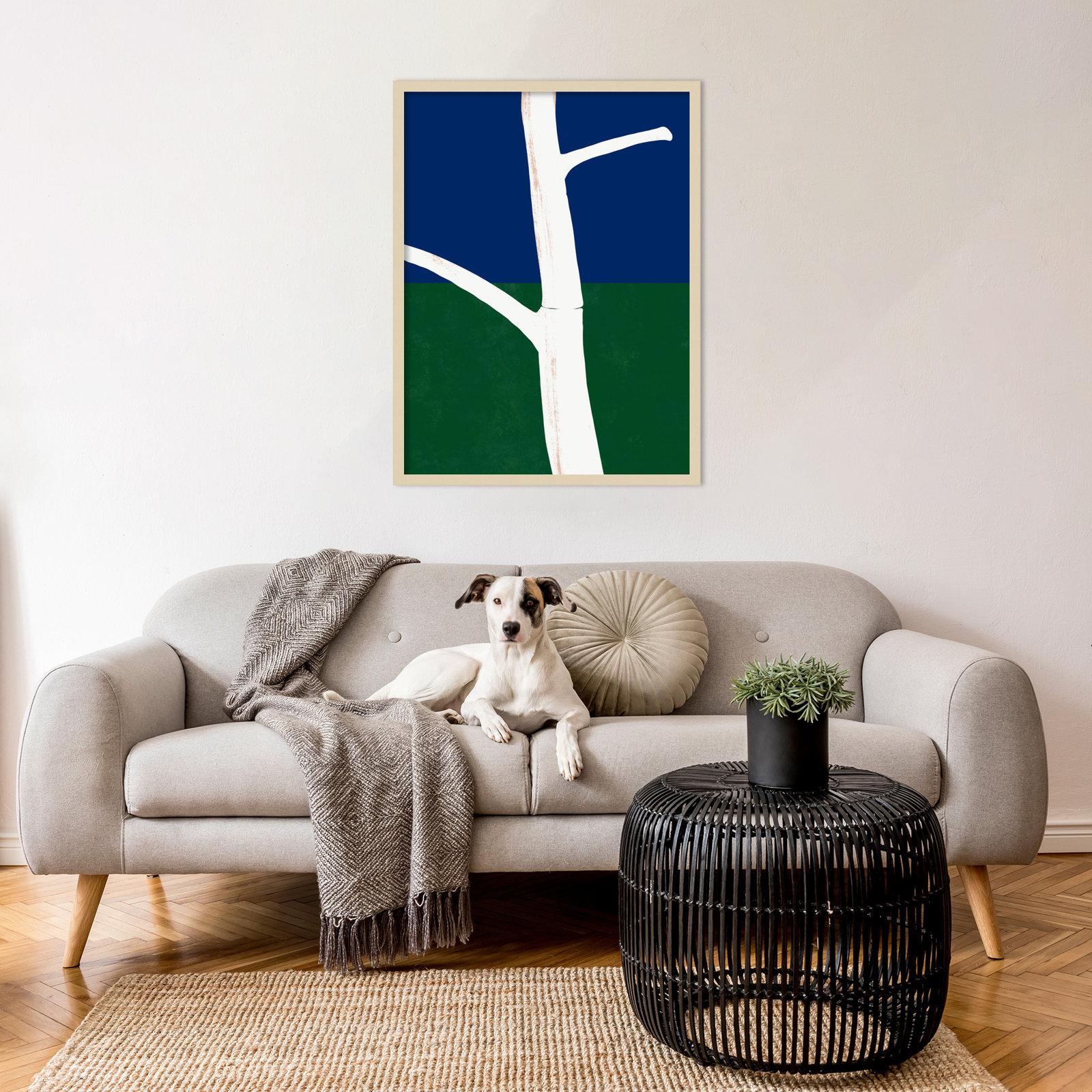 White Bark Print by Little Dean, White Framed, 33" H x 25" W