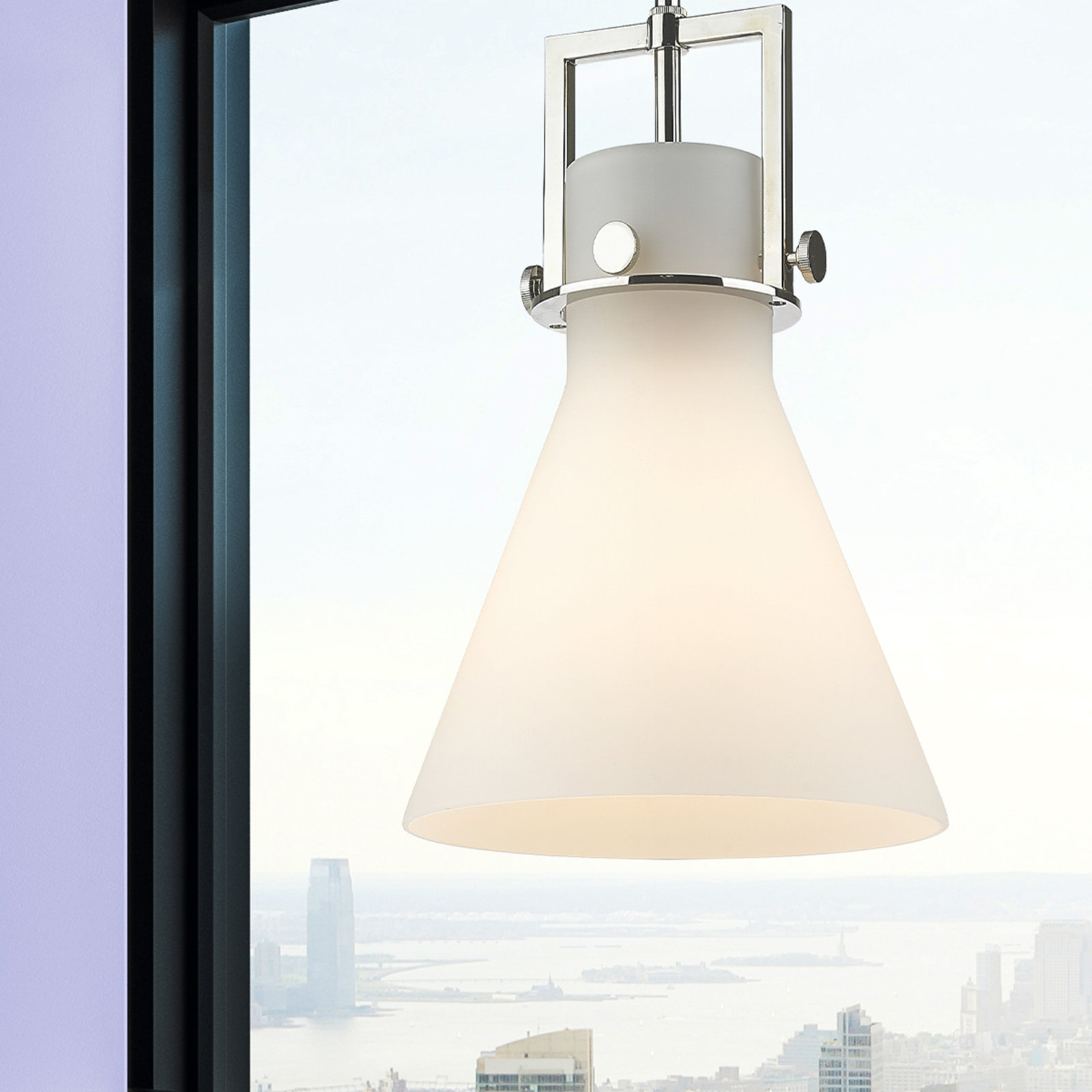 Matte White, Polished Nickel, 13.63" H x 10" W x 10" D