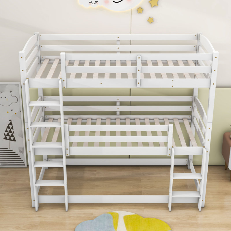 Bartev European Single (90 X 200 Cm) Etagenbett Standardbetten with Built-in Ladder Included, White