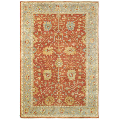 Tapis oriental en laine noué à la main gris rouille