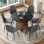 Table de salle à manger 7 pièces 42 po avec 7 tablettes et 6 chaises avec pieds en métal noir-933769188-933769187
