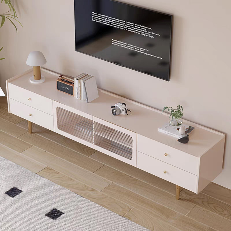 Simple cream style solid wood TV cabinet, 70.86" W