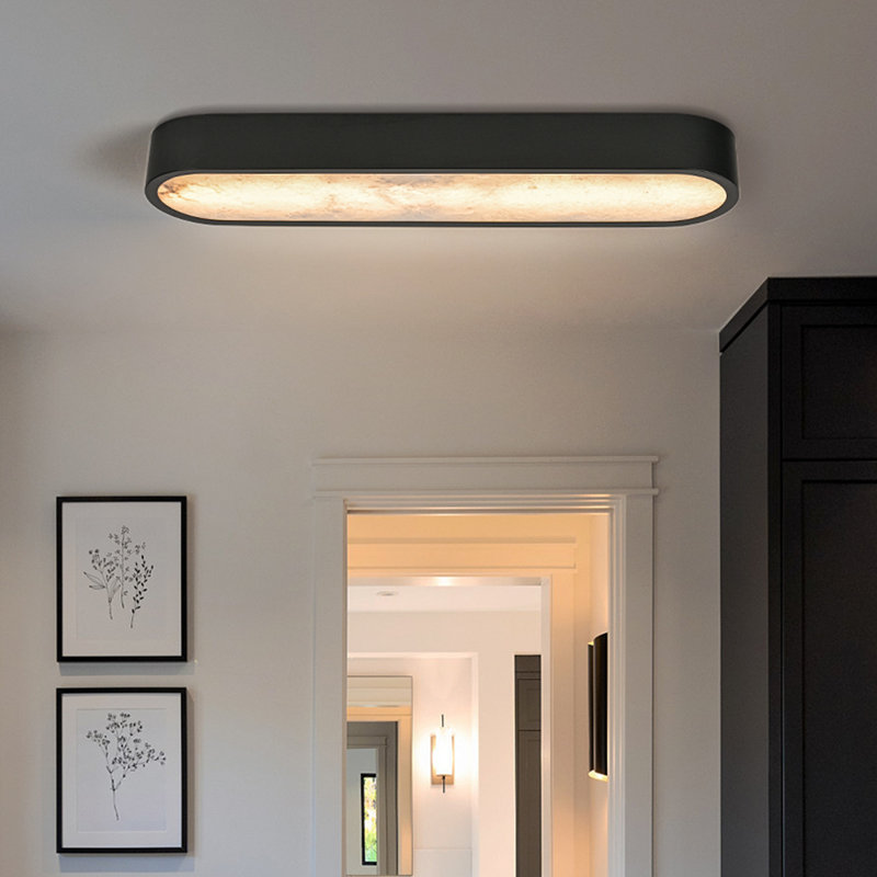 1 - Light Alabaster Led Flush Mount, Satin Black