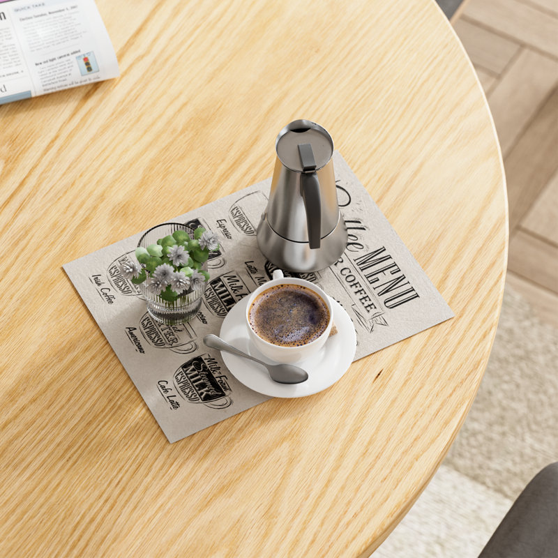 Pedestal Elegant Wood Texture Round Dining Table, 29.9”H x 35.6”L x 35.6”W, Brown