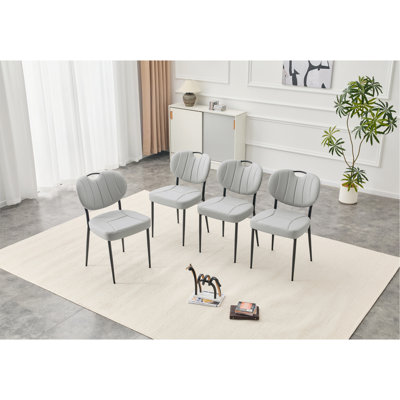 Ensemble de 2 chaises de salle à manger, chaises de salle à manger rembourrées en cuir de qualité supérieure, rembourrage en éponge à haute résilience, pieds en métal avec finition en aérosol (gris, ensemble de 4)