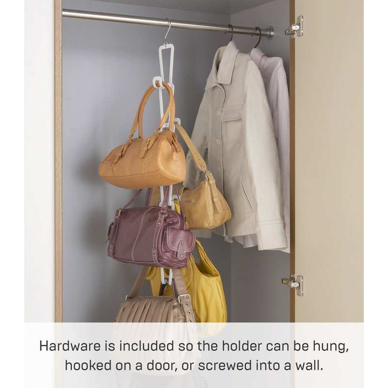 White Steel Chain Link Bag Holder Organizer
