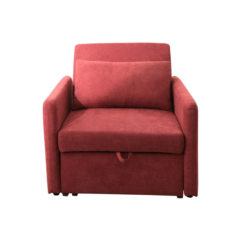 36 In. Polyester Twin Size Sofa Bed, Red