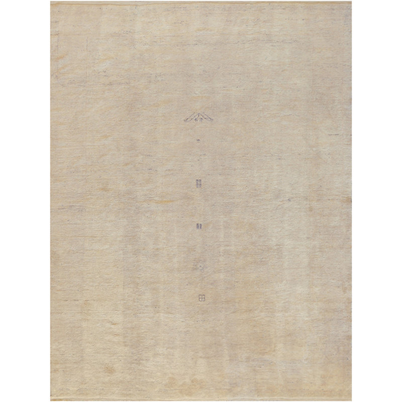 One-of-a-Kind 7'3" X 10'7" 2010s Wool Area Rug in Ivory