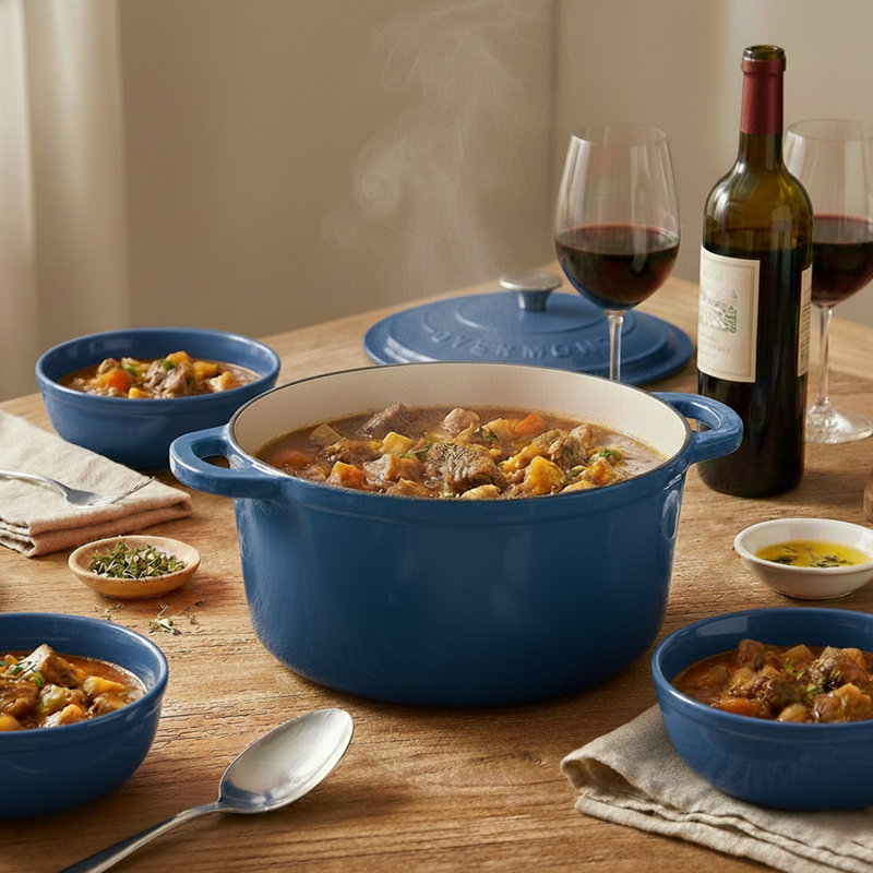 4.5 Qt Enameled Cast Iron Dutch Oven With Lid & Accessories – Blue Cookware For Baking, Roasting & Stews, 4.5 quarts, Blue