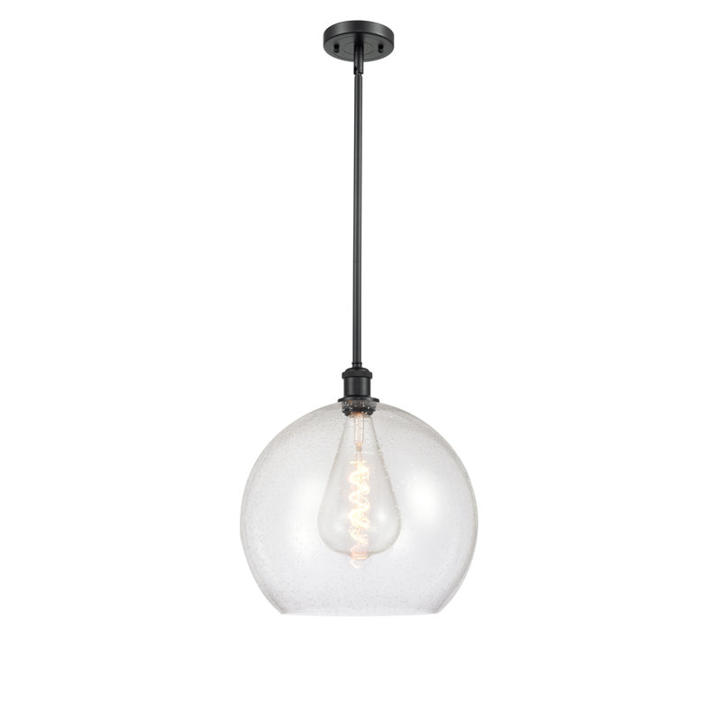 Luminaire suspendu sphérique 1 lumière Cindi, DEL, H 16,38 po x l 13,75 po x P 13,75 po, Noir mat