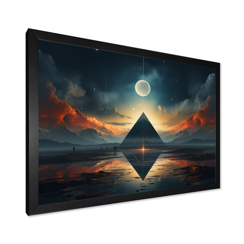 Ciel céleste, rêves géométriques sur toile, H 16 po x l 32 po x P 1 po, Cadre simple noir