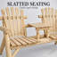 Banc Adirondack double classique à lattes avec table partagée, idéal pour des réunions confortables sur la véranda et dans le jardin.-590269490