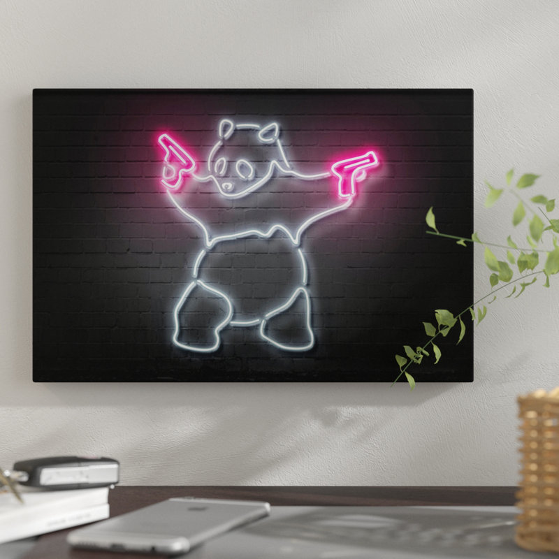 «Panda with Guns», impression sur toile, H 8 po x l 12 po x P 0,75 po, Toile tendue, Pas de tapis