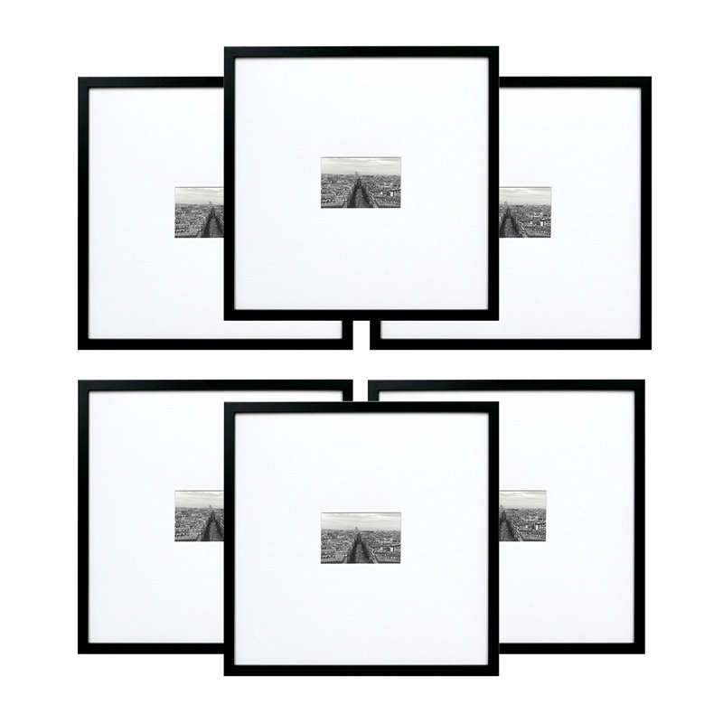 Matte Picture Frame - Set of 6 with Mat, Satin Black