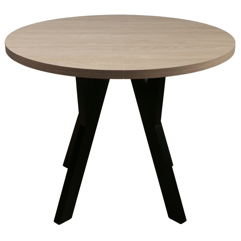 Extendable Round Dining Table, Beige