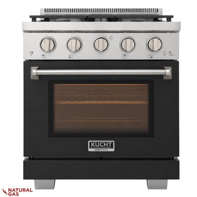 KUCHT Professional 30 po 4,2 pieds cubes Cuisinière au gaz naturel et four à convection en noir avec brûleurs True Simmer